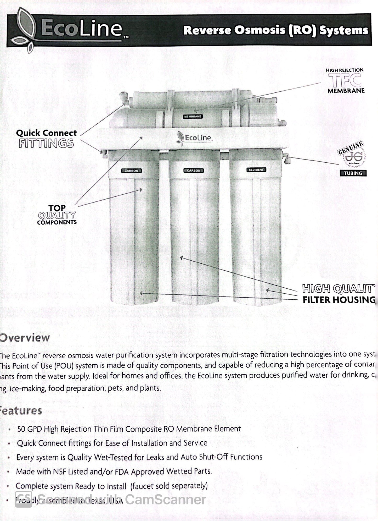Ecoline -550 5 Stage Reverse Osmosis System Pro Series